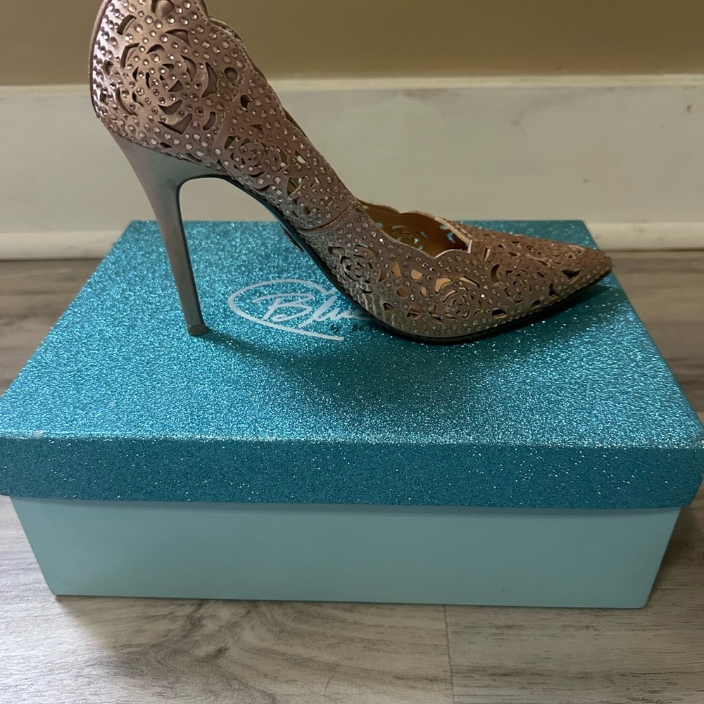 Betsey Johnson Rose Gold Laser-Cut Pointed Stiletto Heel